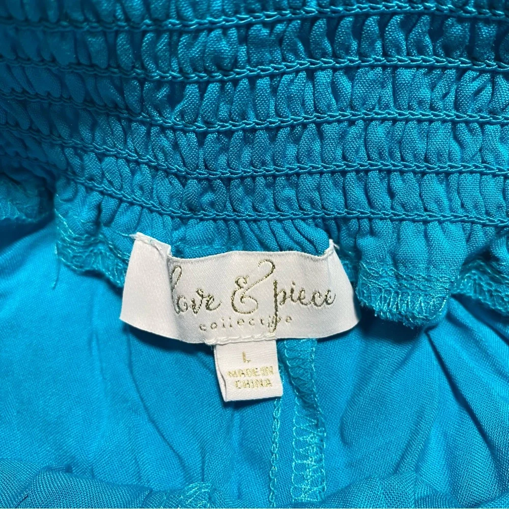 EUC Love & Piece Size Large High Waist‎ Blue Ruffle Shorts